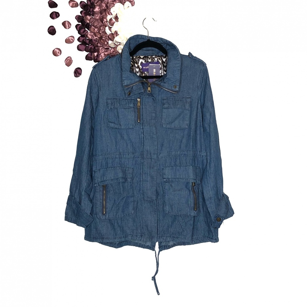 Madden Girl Utilitarian Blue Multi Pocketed Anorak - Picture 2 of 6